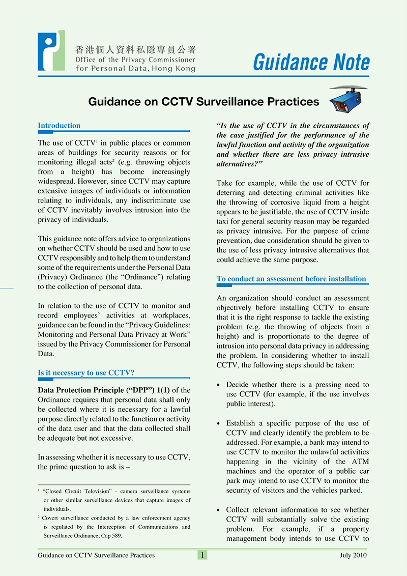 Guidelines to install a CCTV
