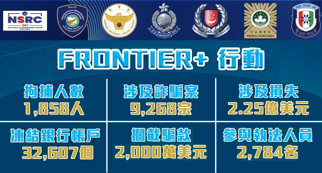 7 地聯手跨境反詐：「FRONTIER+」首次聯合行動成果豐